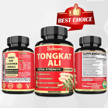 Load image into Gallery viewer, Satoomi Natural Tongkat Ali Root Extract 200:1 - 9 Essential Herbs Equivalent to 3450mg - Support Strength, Energy and Healthy Immune - 1 Pack 90 Vegan Caps 3 Month Supply

